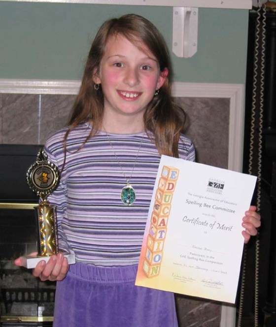 When we homeschooled, Emma won a local spelling bee and then lost out in the next level, but I think she had fun anyway, especially because she beat out a couple of boys that were older than she was!